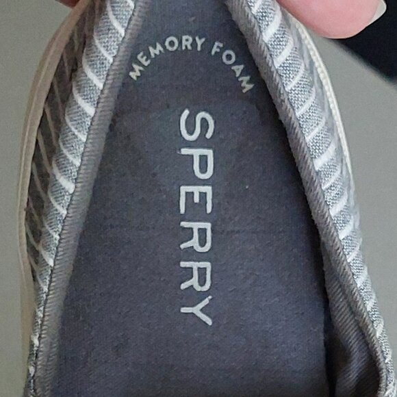 Sperry Memory Foam Gray/Whte  Striped Top-Siders Size 7M - Picture 11 of 16